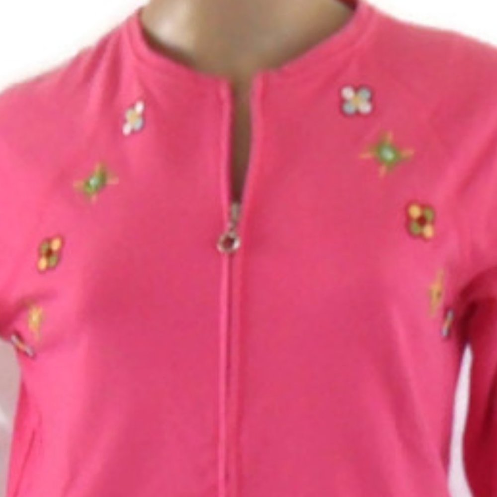 NEW Onque Casuals 100% Cotton Pink Floral Jacket - Picture 5 of 8